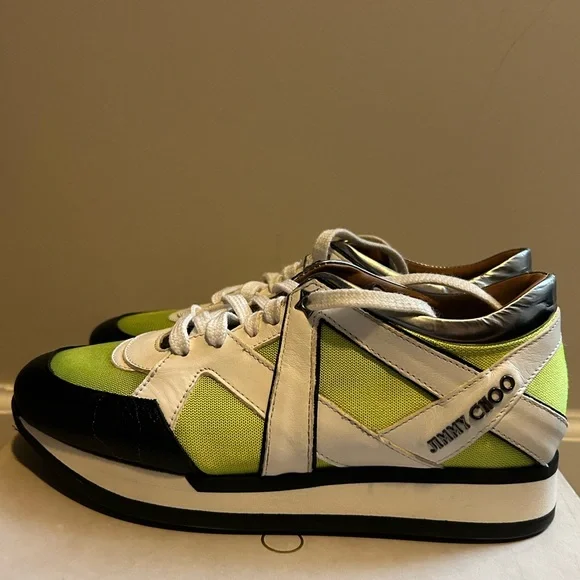 Jimmy Choo Lime Green/ White Sneakers